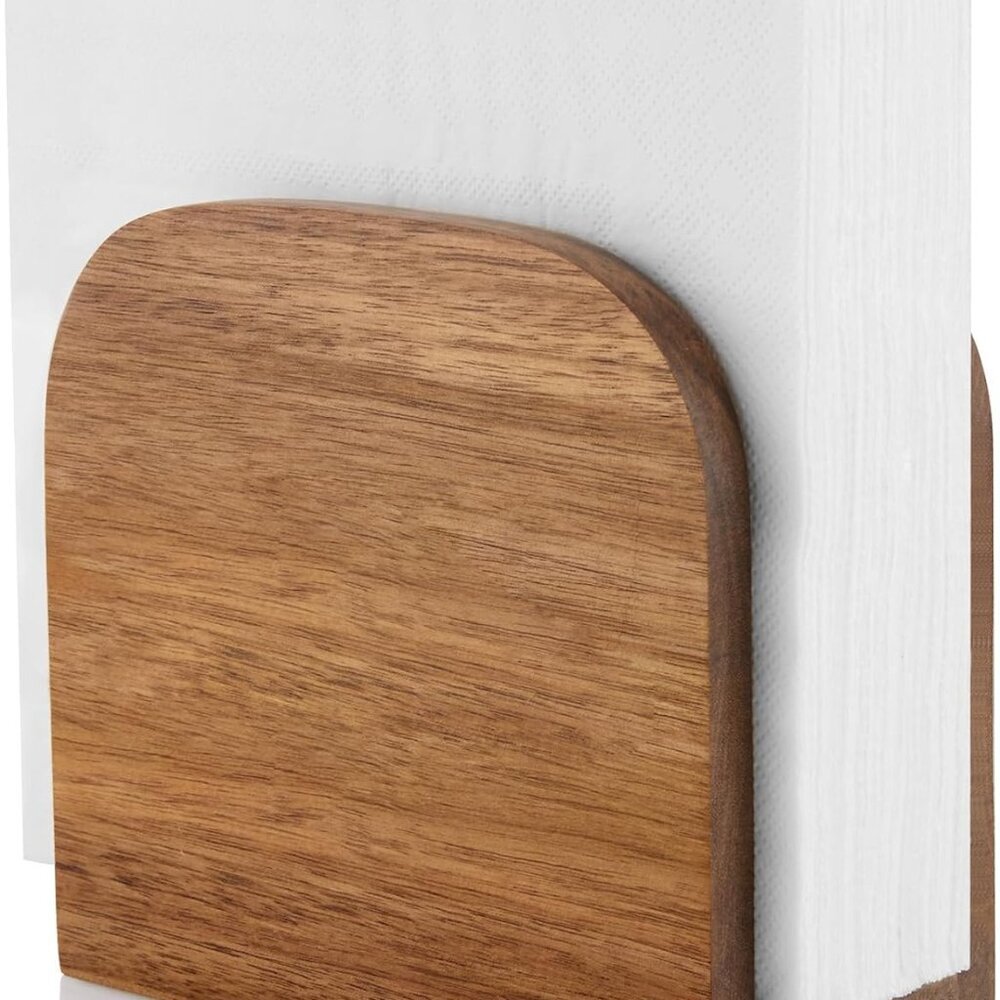 Acacia Wood Napkin Holder for Table, Wooden Upright Napkin Holders for Kitchen,